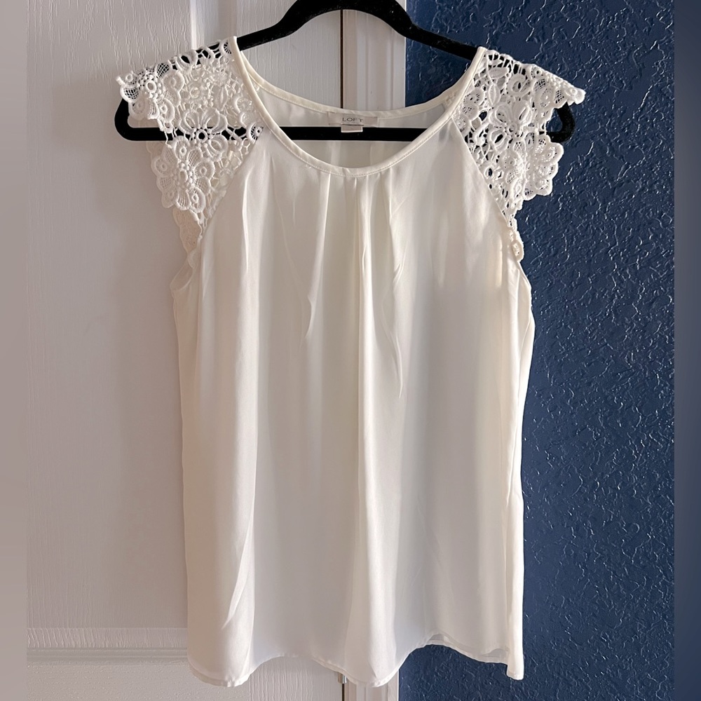 LOFT white lace blouse
